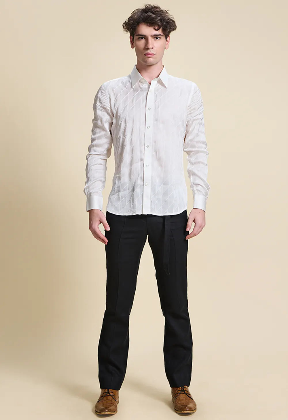 Diamond Shaped Pin Tucks Shirt