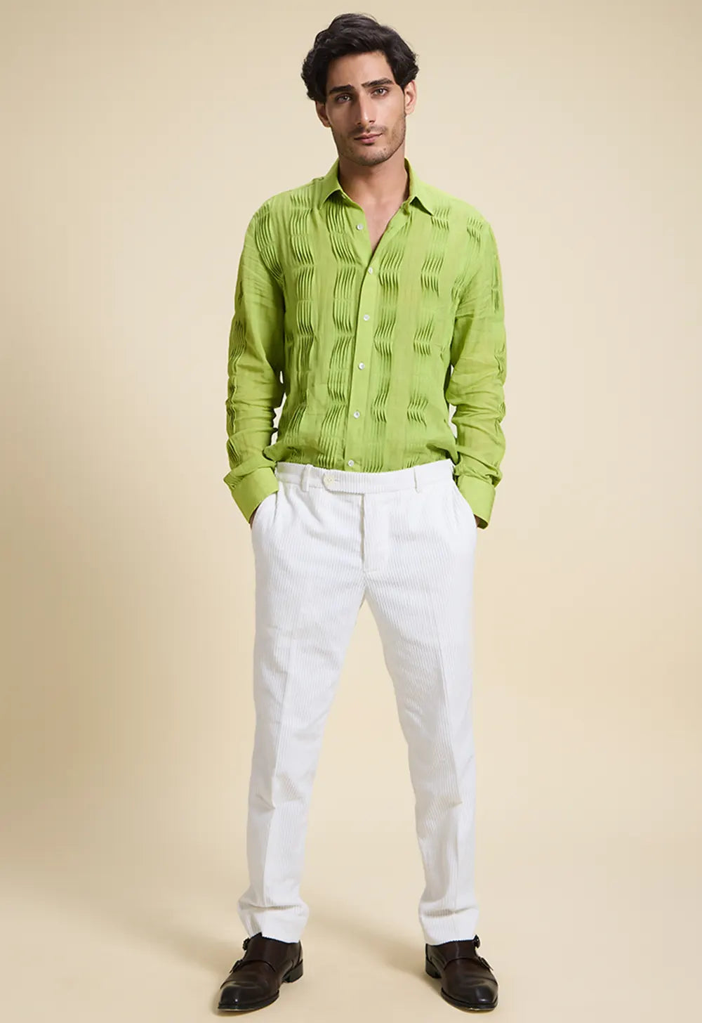White Corduroy Formal Pants