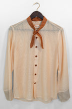 Cream Linen Cotton Net Shirt