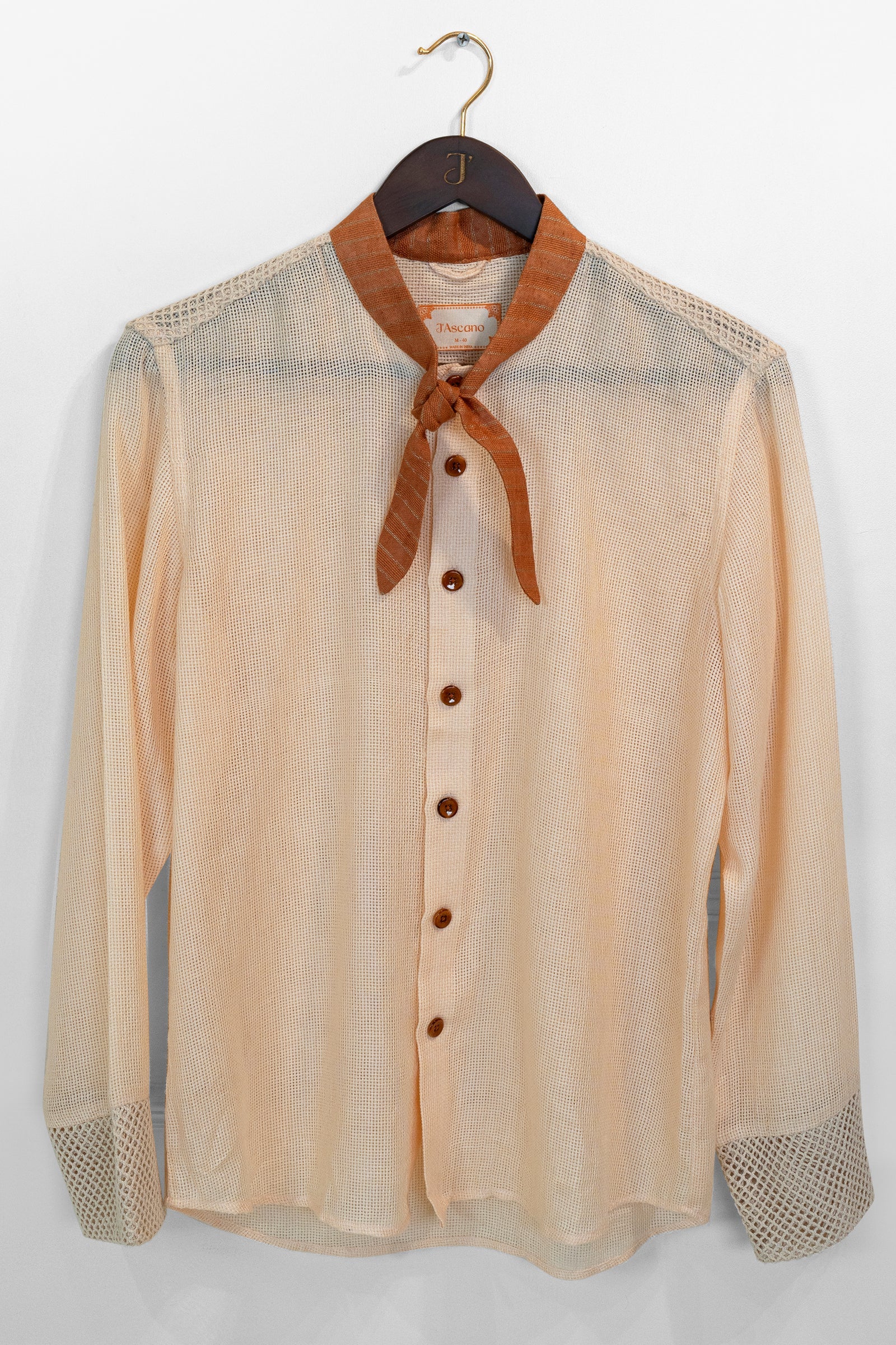 Cream Linen Cotton Net Shirt