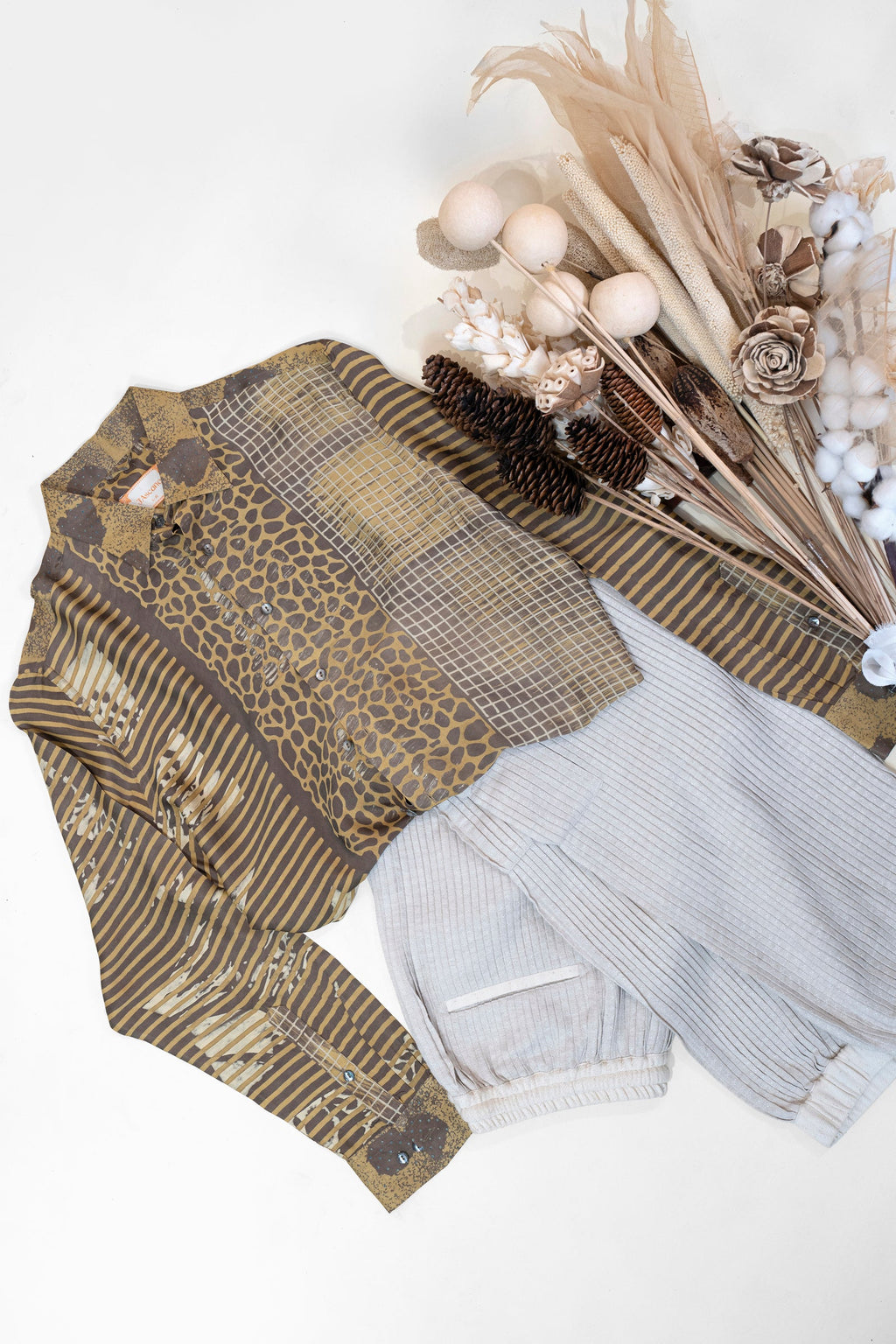 Ivory Pleated Joggers