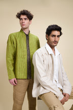 Bamboo Linen Pleated Bomber