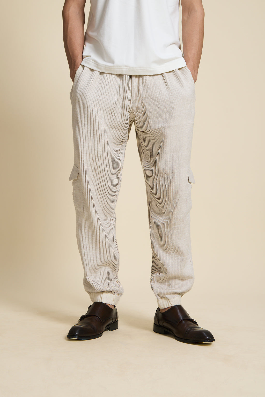Ivory Pleated Joggers