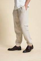 Ivory Pleated Joggers