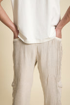 Ivory Pleated Joggers