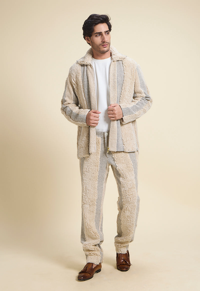 Winter Exotic Fur Jacket (Cream and Black)