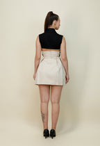 Structured Cream Mini Skirt