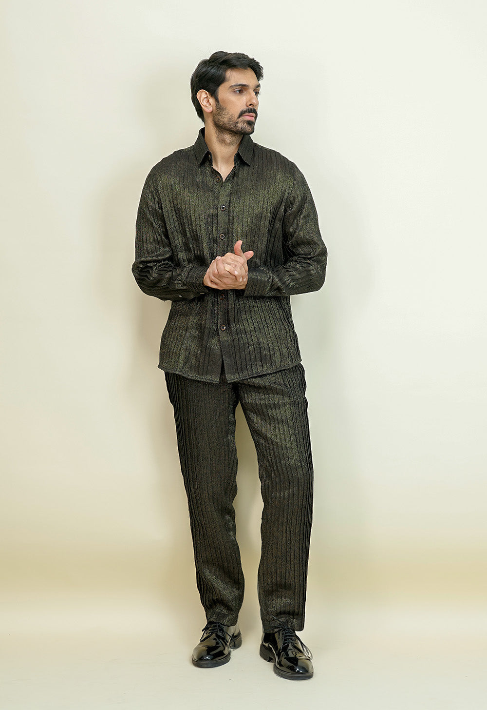 Pleated Shimmer Shirts