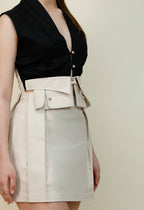 Structured Cream Mini Skirt
