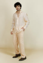 Pleated Peach Net Trouser