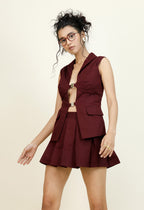 Burgundy Pleated Skirt