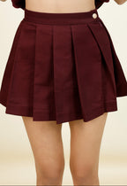 Burgundy Pleated Skirt