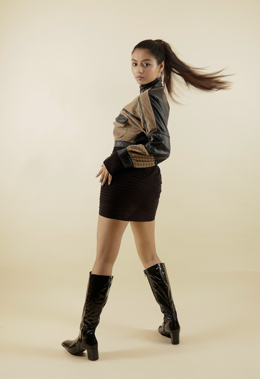 Textured black Skirt