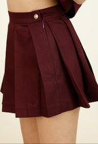 Burgundy Pleated Skirt