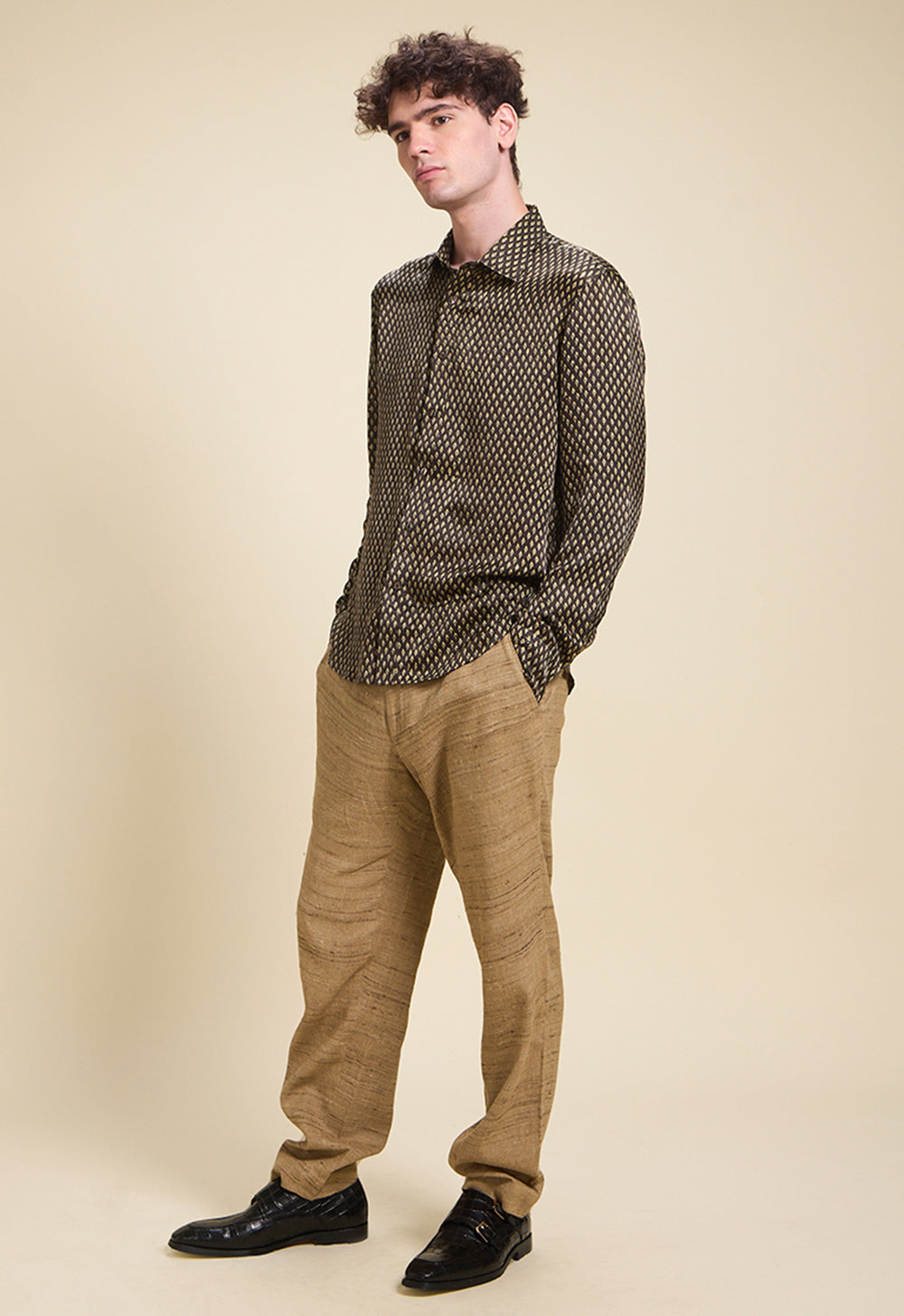 Brown Matte Silk Pants