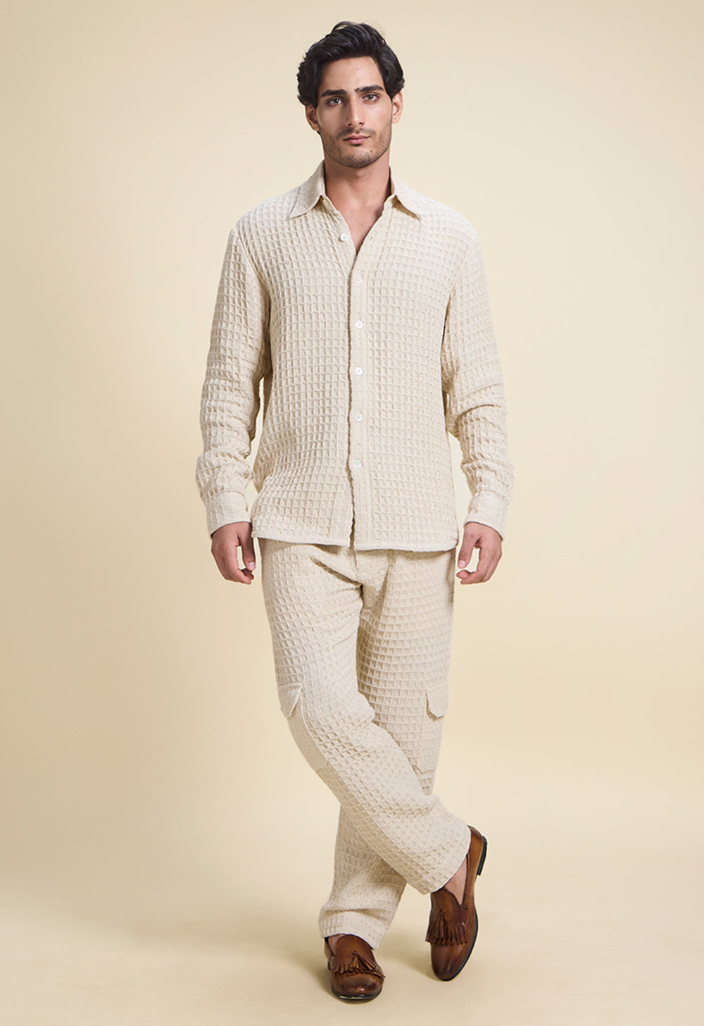 Cotton Mini Blocks Weave Shirt