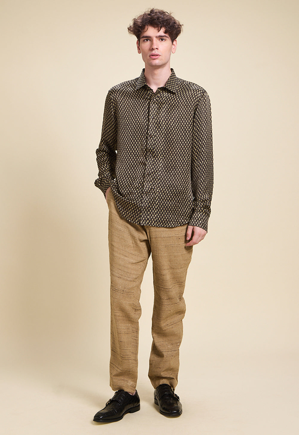 Brown Matte Silk Pants