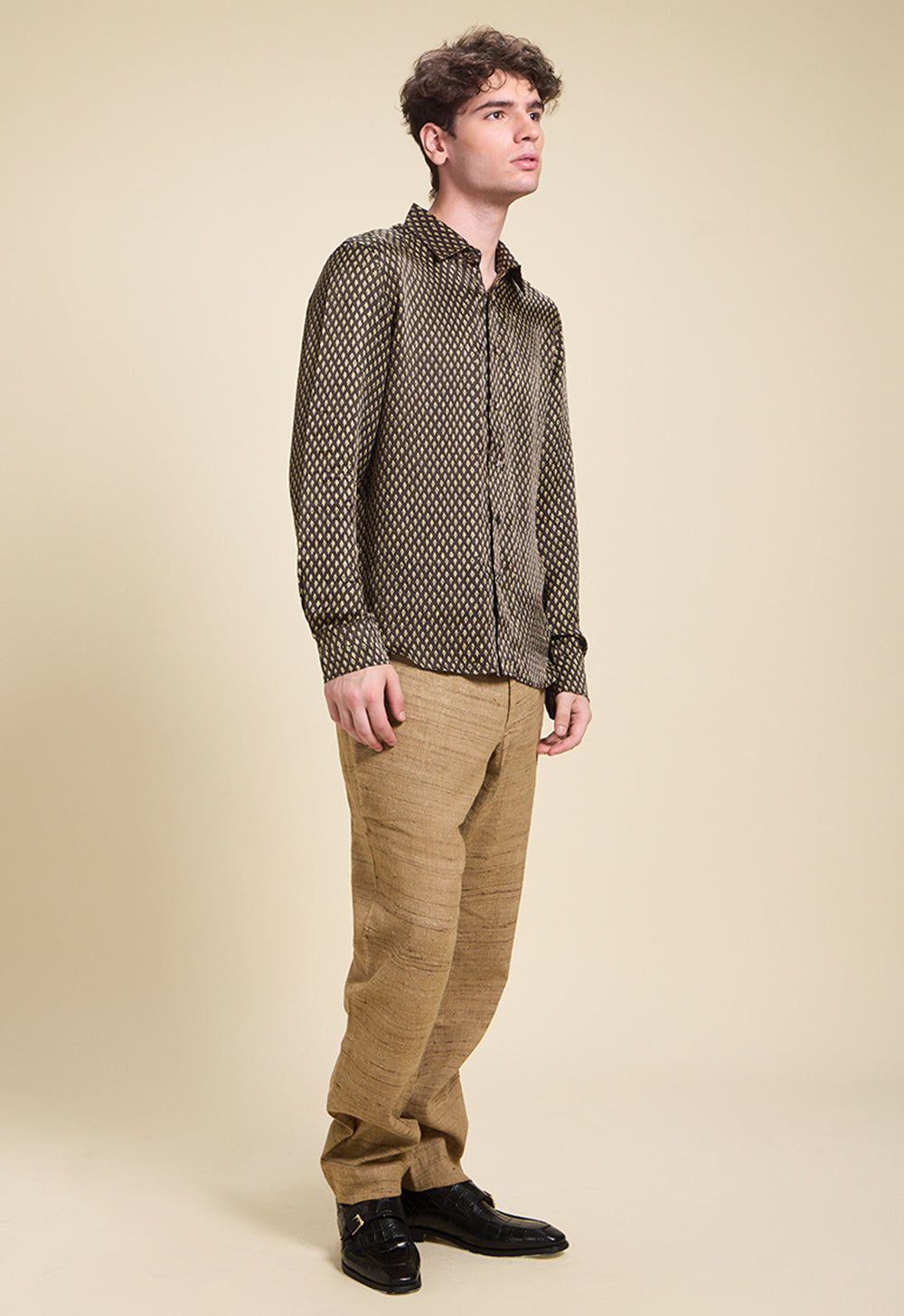Brown Matte Silk Pants