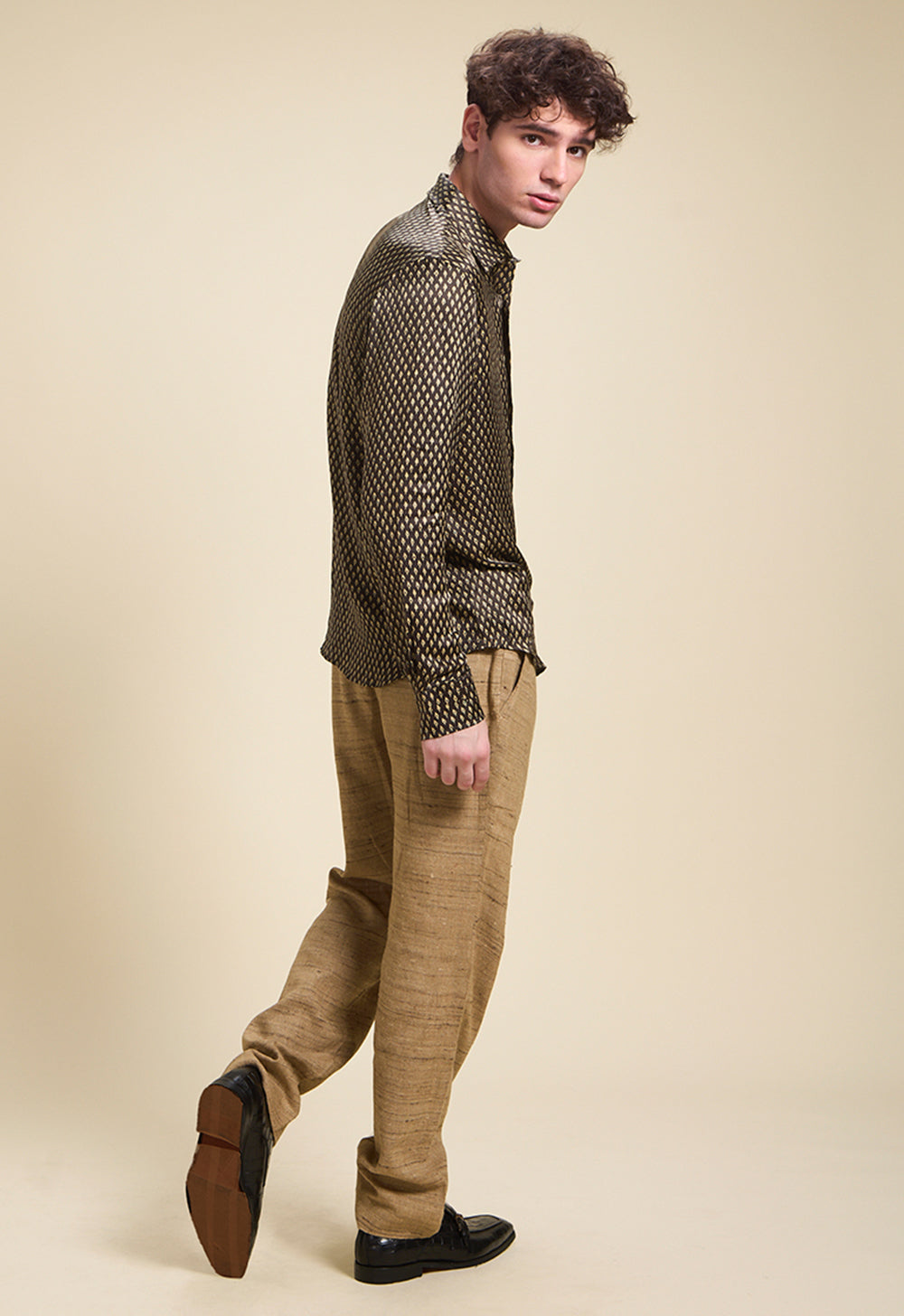 Brown Matte Silk Pants