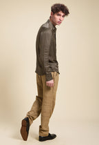 Brown Matte Silk Pants