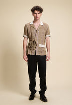 Linen Net Shirt with Linen Detailings
